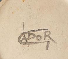 Gádor István (1891-1984): Színfoltos üvegmázas dísztál. Jelzett, hibátlan, d: 26,5 cm