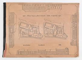 1981 Eger, Fellner-Bajcsy-Jókai-Kossuth tömb beépítési terve, készítette: Északterv (Észak-Magyarországi Tervező Vállalat). Benne alaprajzok, utcaképek, helyszínrajzok. Harántalakú papírkötésben, sérült borítóval, 41x30 cm.