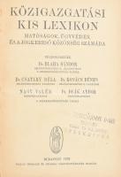 Közigazgatási Kis Lexikon. Hatóságok, ügyvédek, és a jogkereső közönség számára. Bp., 1929, Pallas. ...