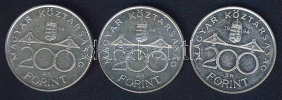 1994. 200Ft Ag "Deák" (3x) T:2