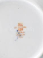 6 db Zsolnay tálka. Kézzel festett, jelzett, hibátlan 8,5 cm + kis herendi pohárka 5 cm