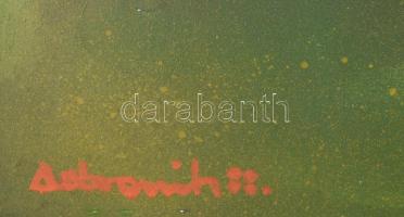 Dobrovits Ferenc (1941-1988): Libaúsztató. Olaj, farost. Jelezve balra lent. Hátoldalán autográf fel...