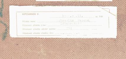 Dobrovits Ferenc (1941-1988): Libaúsztató. Olaj, farost. Jelezve balra lent. Hátoldalán autográf fel...