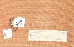 Molnár József (1922-2014): Udvar. Olaj, farost. Jelezve jobbra lent. Hátoldalán autográf felirattal ...