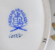 Herendi Viktória mintás cukortartó, plasztikus citromfogóval, kézzel festett, jelzett, hibátlan, 13x...