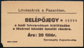 1915 Belépőjegy a pasaréti Lövészárok rendezvényére