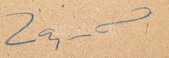 Zajácz Tamás (1952-): Kompozíció. Bőrkép, faroston, jelzett a hátoldalán, 50x70 cm