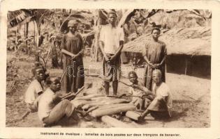 Playing on the trunks of banana in Cameroon