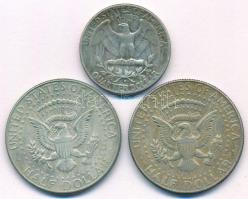 Amerikai Egyesült Államok 1962D 1/4$ Ag + 1966-1967. 1/2$ Ag "Kennedy" T:VF,XF USA 1962D 1...