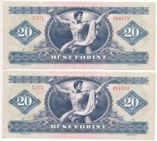 1980. 20Ft (2x) alacsony sorszámú sorszámkövetők "C 371 000379 - C 371 000380" T:UNC
Adam...