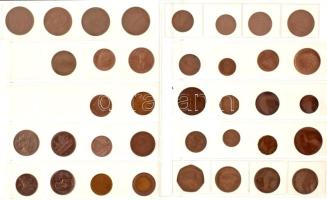66db-os vegyes magyar és külföldi fémpénz tétel berakólapokba rendezve, közte 2db ezüsttel: Ausztria...