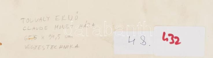 Tolvaly Ernő (1947-2008): Claude Monet háza, 1991. Vegyes technika, papír, jelezve jobbra lent. Háto...