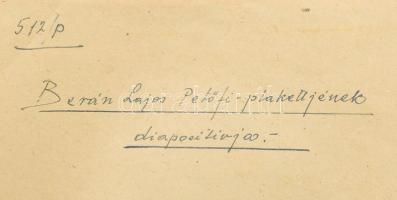 cca 1923 Berán Lajos Petőfi-plakettjének diapozitívja, 23,5×17 cm