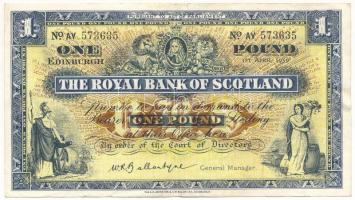 Skócia 1959. 1P "The Royal Bank of Scotland, W.R. Ballantyne" T:F szép papír Scotland 1959. 1 Pound "The Royal Bank of Scotland, W.R. Ballantyne" C:F fine paper Krause P#322