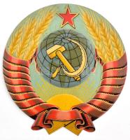 cca 1950 A Szovjetunió címere, dombornyomott fémlemez, 18x16,5 cm / State emblem of the USSR, embossed sheet metal