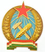 cca 1950 A Magyar Népköztársaság címere (Rákosi-címer), dombornyomott fémlemez, 20x16,5 cm