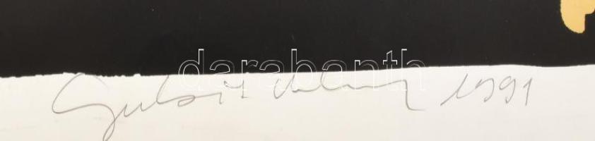 Gubis Mihály (1948-2006): Éjszakai pillangó, 1991. Szitanyomat, papír, jelzett. Fázisnyomat. Lapszél...