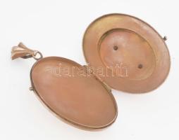 Arany (Au) 14K biedermeier stílusú nyitható képtartó medál, jelzett, 5×2,8 cm, nettó: 8,8 g