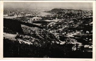 1939 Budapest III. Kilátás a Hármashatárhegyről, panoráma a Kilátó Vendéglőből, a II. és III. kerület még szinte beépítetlen (EK)