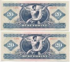 1980. 20Ft (2x) közeli sorszámúak "C 281 002385", "C 281 002388" T:XF
Adamo F17