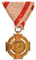 1908. "Katonai Jubileumi Kereszt" aranyozott bronz kitüntetés mellszalagon T:VF Hungary 1908. "Diamond Jubilee Cross for the Armed Forces" gilt bronze decoration with ribbon C:VF NMK 269.