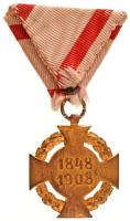 1908. "Katonai Jubileumi Kereszt" aranyozott bronz kitüntetés mellszalagon T:VF Hungary 19...