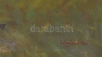 Zórád Ernő (1911-2004): Vágtázó szekér. Olaj, vászon, jelezve jobbra lent. Dekoratív fakeretben, ker...