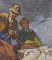 Zórád Ernő (1911-2004): Vágtázó szekér. Olaj, vászon, jelezve jobbra lent. Dekoratív fakeretben, ker...