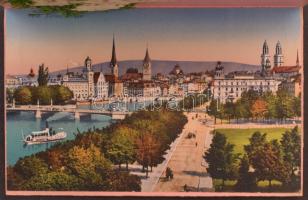 Zürich. Edelweiss-Ansichtskarte / Kinyitható svájci képeslap valódi szárított havasi gyopár virággal...