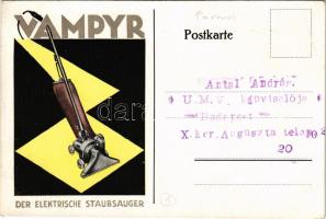 Vampyr. Der elektrische Staubsauger / Német elektromos porszívó reklám / German electric vacuum cleaner advertisement card (EB)