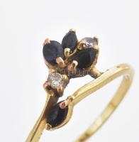 Arany (Au) 14K kék-fehér köves gyűrű, jelzett, méret: 54, bruttó: 2,1 g