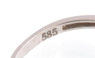 Arany (Au) 14K fehérarany sokköves gyűrű, jelzett, méret: 55, bruttó: 2,2 g