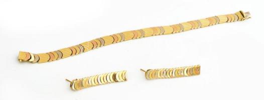 18K arany (Au) nyaklánc és fülbevaló szett kígyó mintás. Jelzett 34,2 g