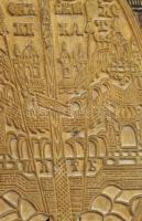 Orosz tetraptichon. Öntött bronz. 18x40cm. Az első három táblán a liturgiai év 12 főünnepe (Dodekaor...