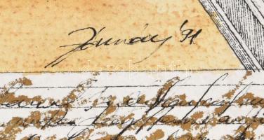 Jánváry Zoltán (1964-): Szökőkút (cím nélkül), 1991. Vegyes technika, papír, jelezve jobbra lent. 73...