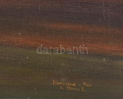 Marosi E. jelzéssel, Rembrandt után: Vízparti jelenet. Olaj, vászon, kissé sérült. Dekoratív, sérült...