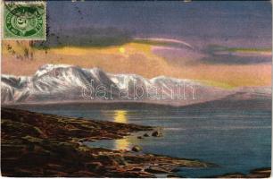 1912 Lyngen, Midnatssol Lyngenfjord / midnight sun