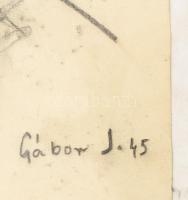 Gábor J. jelzéssel (Gábor Jenő?): Portré. Szén, papír. Üvegezett, sérült fakeretben. 34x25 cm