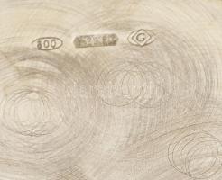 Ezüst(Ag) áttört peremű sétáló gyertyatartó, jelzett, d: 11 cm, nettó: 76,7 g