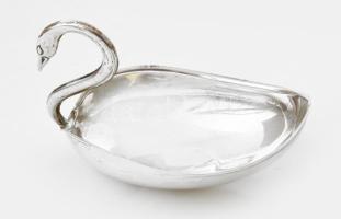Ezüst(Ag) hattyúfüles ékszertartó tálka, jelzett, 9,5×6×6 cm, nettó: 36,5 g