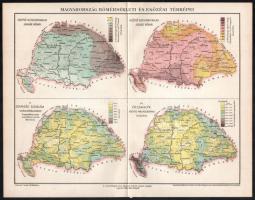 cca 1900 Vegyes térkép tétel, 3 db: 

Magyarország hegy- és vízrajzi térképe, tervezte: Homolka Jó...