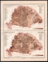 cca 1900 Vegyes térkép tétel, 3 db: 

Magyarország hegy- és vízrajzi térképe, tervezte: Homolka Jó...