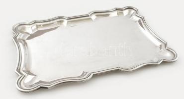 Ezüst(Ag) négyszögletes lekerekített sarkú tálca, jelzett, 2,5×18 cm, nettó: 356 g