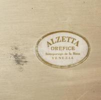 Ezüst(Ag) négyszögletes lekerekített sarkú tálca, jelzett, 2,5×18 cm, nettó: 356 g