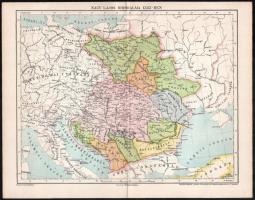 cca 1900 Vegyes történelmi térkép tétel, 3 db: 

Magyarország a honfoglalás végén, a krónikánk sze...