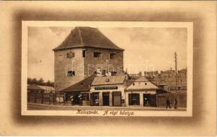 Kolozsvár, Cluj; Régi bástya, Voith Tivadar és Streck József gáz-, vízvezeték és szivattyú szerelő üzlete. Kezsey Albert kiadása / old bastion tower, shops