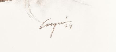 Csergezán Pál (1924-1996): Szarvasbőgés. Nyomat, papír, jelzett a nyomaton, az Erste Csergezán Pál K...