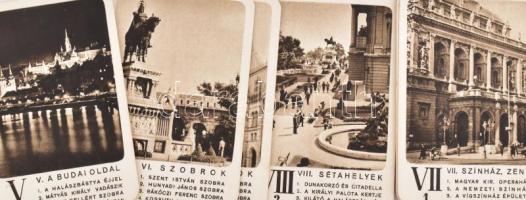cca 1930 Budapest ikonikus épületei, nevezetes helyei, 48 db fekete-fehér képekkel illusztrált kárty...