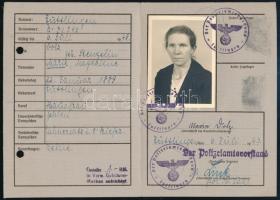 1943 Német Birodalom / Deutsches Reich személyi igazolvány / Kennkarte nő részére