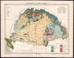 cca 1900 Magyarország földtani térképe, rajzolta Homolka József, Pallas Nagy Lexikona, Bp., Posner-ny., 24x30 cm